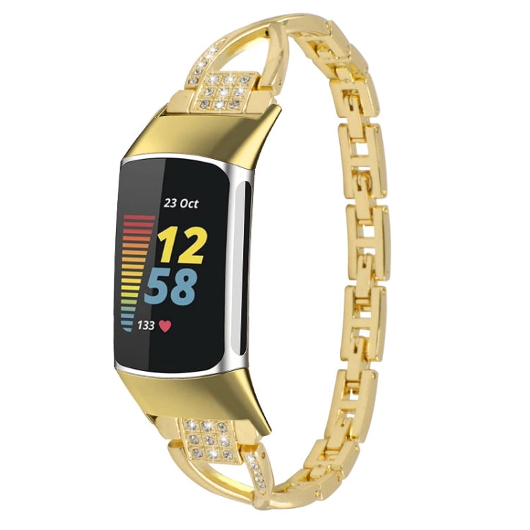 For Fitbit Charge 3 / 4 Diamond Metal Watch Band(Gold) - Smart Wear by PMC TechLife | Online Shopping South Africa | PMC TechLife