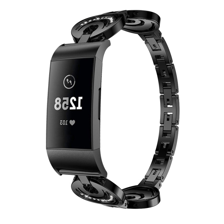 For Fitbit Charge 2 Sun Moon Star Diamond Metal Watch Band(Black) - Smart Wear by PMC TechLife | Online Shopping South Africa | PMC TechLife