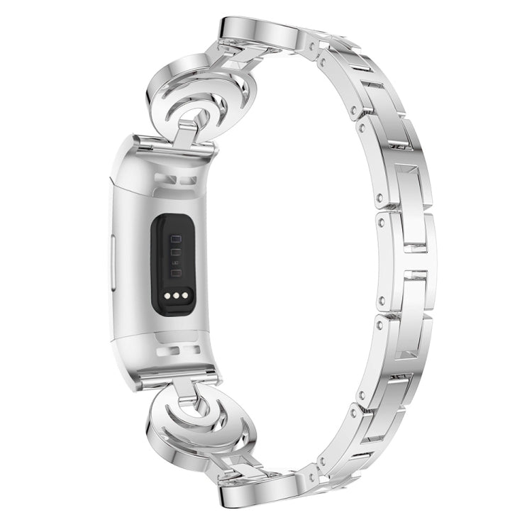 For Fitbit Charge 3 / 4 Sun Moon Star Diamond Metal Watch Band(Silver) -  by PMC TechLife | Online Shopping South Africa | PMC TechLife