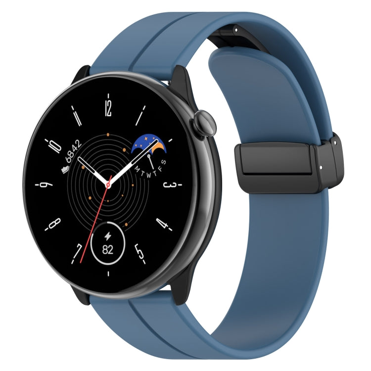 For Amazfit GTR Mini Magnetic Fold Clasp Black Buckle Silicone Watch Band(Blue) -  by PMC TechLife | Online Shopping South Africa | PMC TechLife