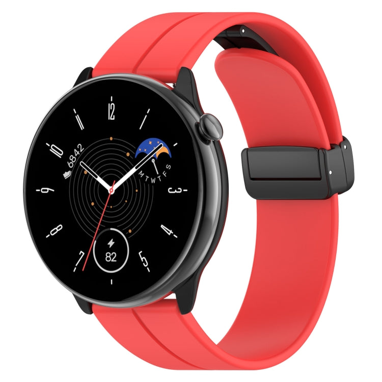For Amazfit GTR Mini Magnetic Fold Clasp Black Buckle Silicone Watch Band(Red) -  by PMC TechLife | Online Shopping South Africa | PMC TechLife