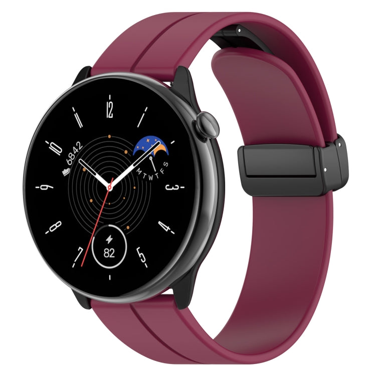 For Amazfit GTR Mini Magnetic Fold Clasp Black Buckle Silicone Watch Band(Wine Red) -  by PMC TechLife | Online Shopping South Africa | PMC TechLife