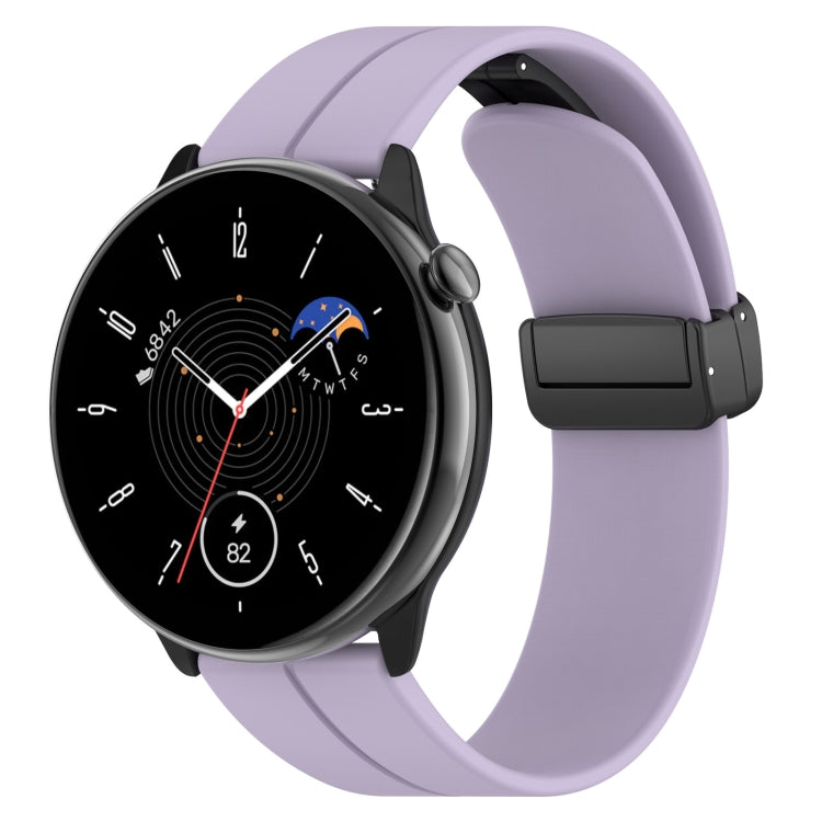 For Amazfit GTR Mini Magnetic Fold Clasp Black Buckle Silicone Watch Band(Light Purple) -  by PMC TechLife | Online Shopping South Africa | PMC TechLife