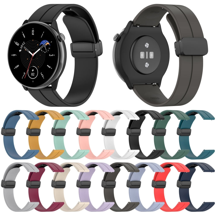 For Amazfit GTR Mini Magnetic Fold Clasp Black Buckle Silicone Watch Band(White) - Smart Wear by PMC TechLife | Online Shopping South Africa | PMC TechLife