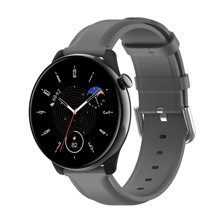 For Amazfit GTR Mini Round Tail Genuine Leather Watch Band(Gray) -  by PMC TechLife | Online Shopping South Africa | PMC TechLife