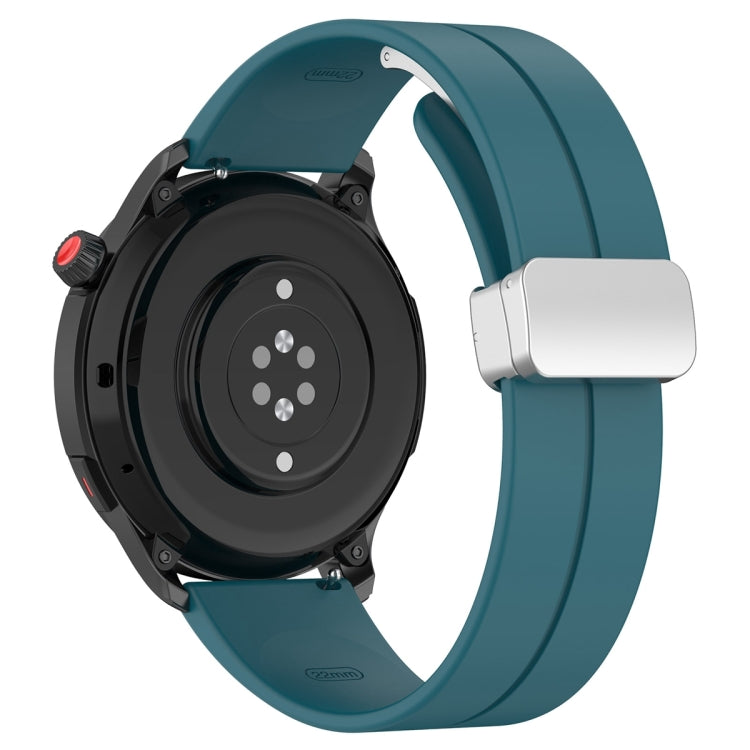 For Amazfit GTR 4 Magnetic Fold Clasp Silver Buckle Silicone Watch Band(Navy Green) -  by PMC TechLife | Online Shopping South Africa | PMC TechLife