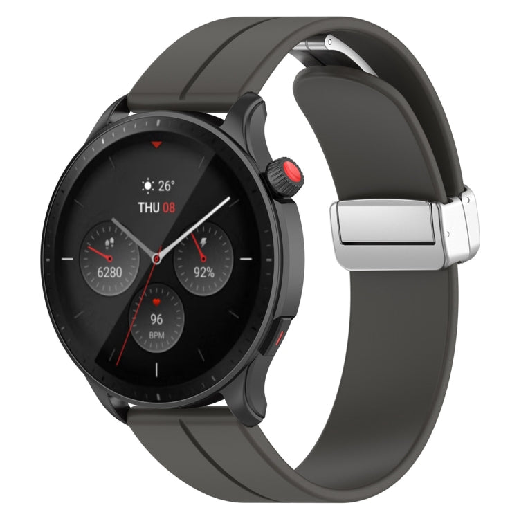 For Amazfit GTR 4 Magnetic Fold Clasp Silver Buckle Silicone Watch Band(Space Grey) -  by PMC TechLife | Online Shopping South Africa | PMC TechLife