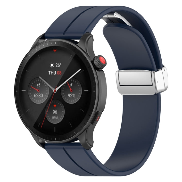 For Amazfit GTR 4 Magnetic Fold Clasp Silver Buckle Silicone Watch Band(Midnight Blue) -  by PMC TechLife | Online Shopping South Africa | PMC TechLife