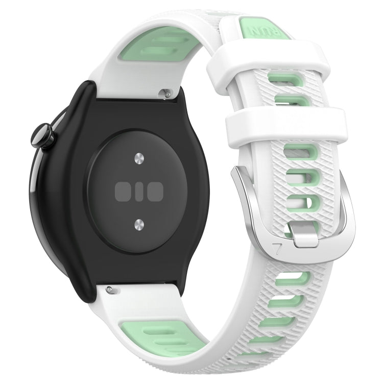 For Amazfit GTR Mini 20mm Cross Texture Two Color Silicone Stainless Steel Buckle Watch Band(White Teal) -  by PMC TechLife | Online Shopping South Africa | PMC TechLife