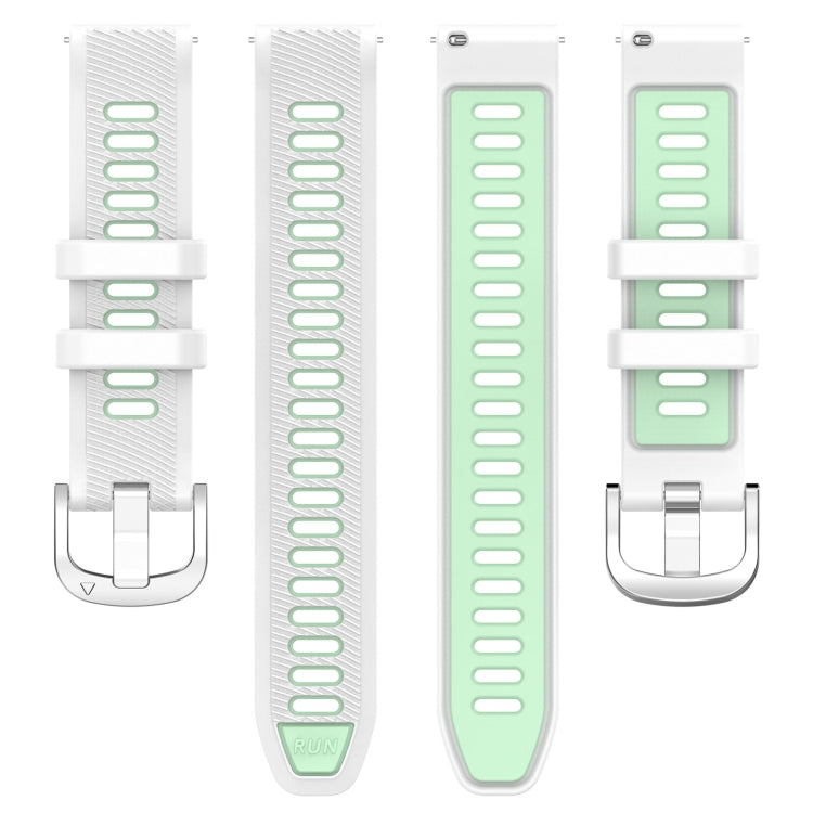 For Amazfit GTR Mini 20mm Cross Texture Two Color Silicone Stainless Steel Buckle Watch Band(White Teal) -  by PMC TechLife | Online Shopping South Africa | PMC TechLife
