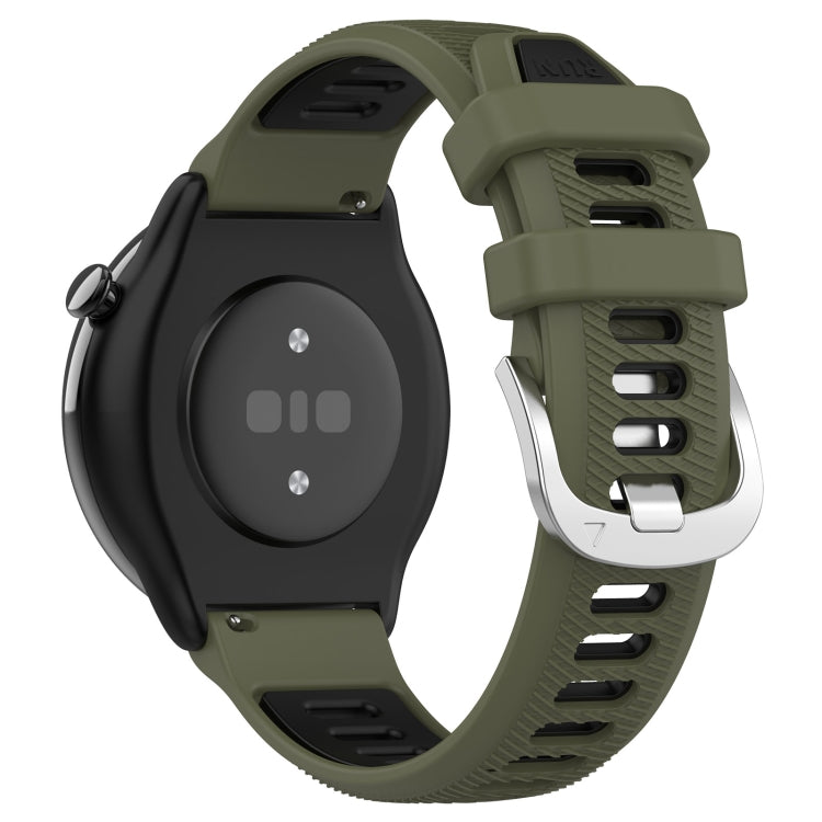 For Amazfit GTR Mini 20mm Cross Texture Two Color Silicone Stainless Steel Buckle Watch Band(Green Black) -  by PMC TechLife | Online Shopping South Africa | PMC TechLife