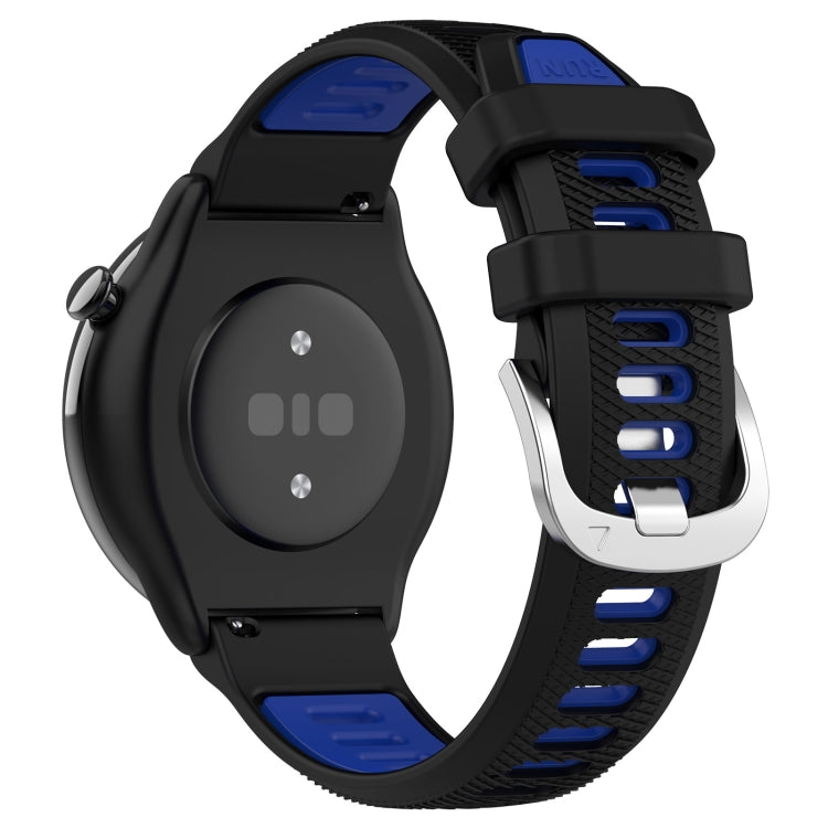 For Amazfit GTR Mini 20mm Cross Texture Two Color Silicone Stainless Steel Buckle Watch Band(Black Blue) -  by PMC TechLife | Online Shopping South Africa | PMC TechLife