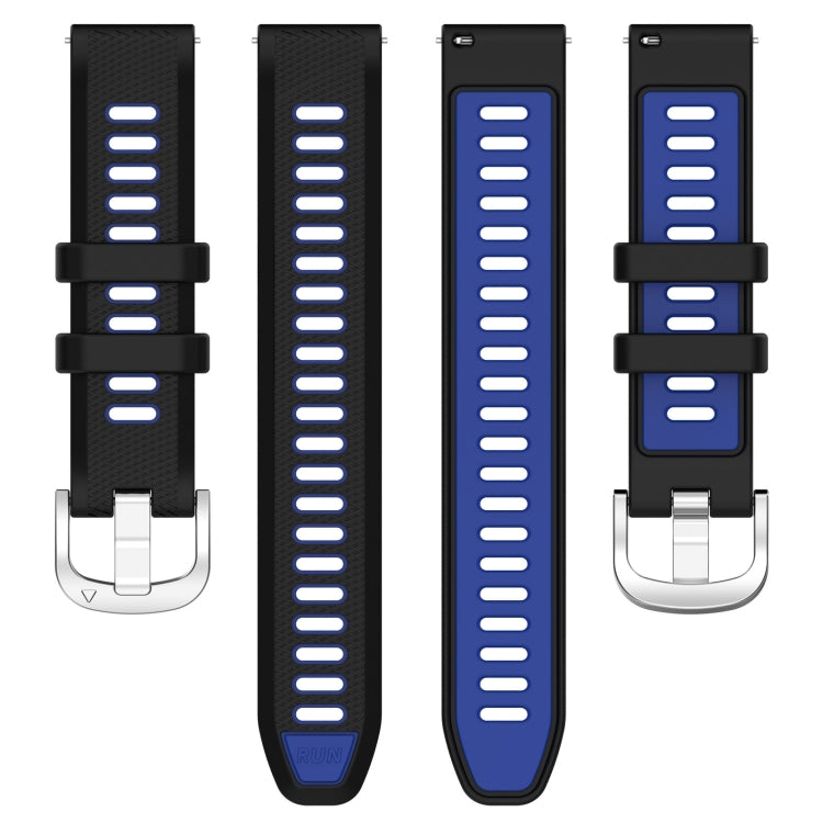 For Amazfit GTR Mini 20mm Cross Texture Two Color Silicone Stainless Steel Buckle Watch Band(Black Blue) -  by PMC TechLife | Online Shopping South Africa | PMC TechLife