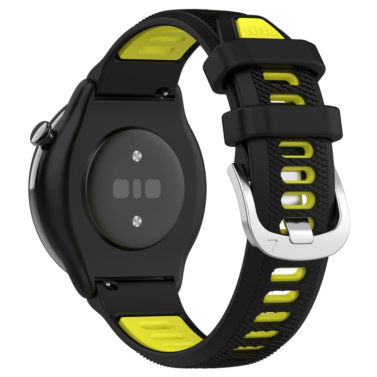 For Amazfit GTR Mini 20mm Cross Texture Two Color Silicone Stainless Steel Buckle Watch Band(Black Lime Green) -  by PMC TechLife | Online Shopping South Africa | PMC TechLife