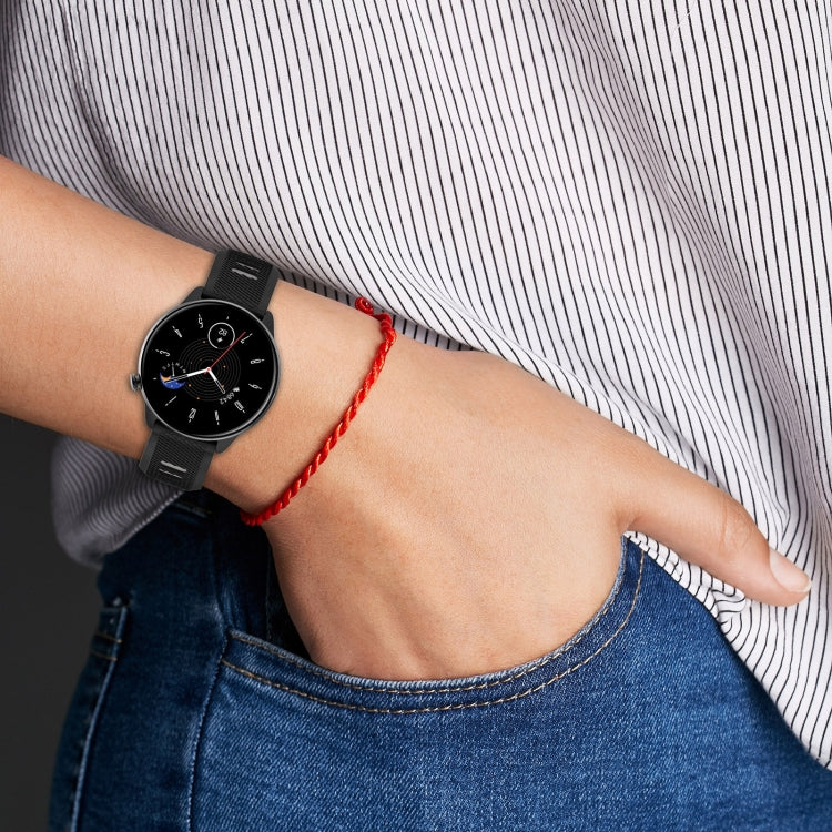 For Amazfit GTR Mini 20mm Cross Texture Two Color Silicone Stainless Steel Buckle Watch Band(Gray Yellow) - Smart Wear by PMC TechLife | Online Shopping South Africa | PMC TechLife