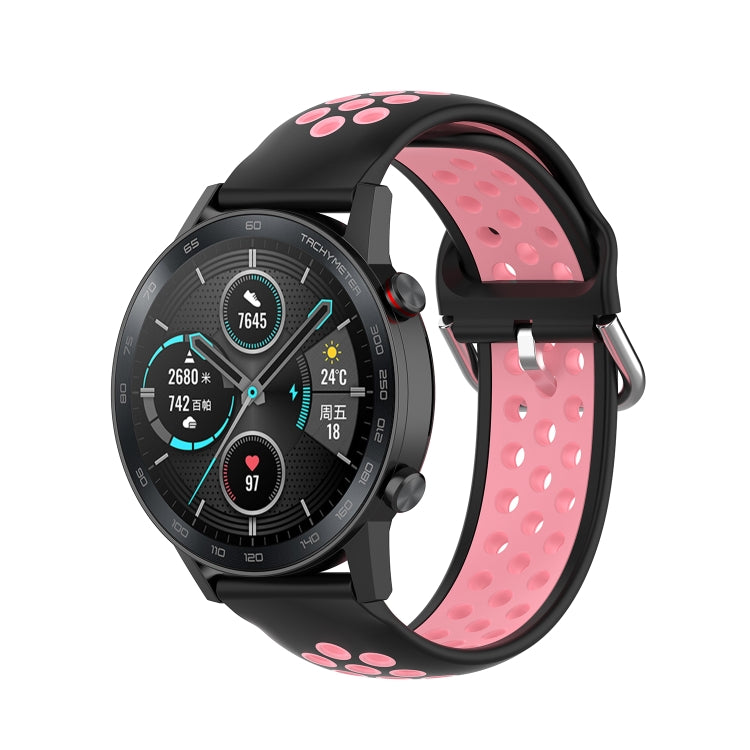 For Honor Watch GS 3i 22mm Sports Two-tone Silicone Watch Band(Black Pink) -  by PMC TechLife | Online Shopping South Africa | PMC TechLife