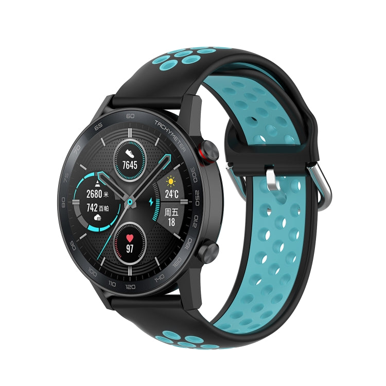 For Honor Watch GS 3i 22mm Sports Two-tone Silicone Watch Band(Black Blue) -  by PMC TechLife | Online Shopping South Africa | PMC TechLife