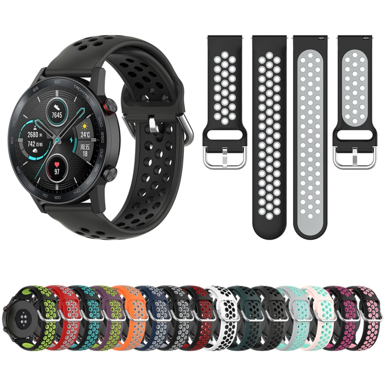 For Honor Watch GS 3i 22mm Sports Two-tone Silicone Watch Band(Black Grey) - Smart Wear by PMC TechLife | Online Shopping South Africa | PMC TechLife