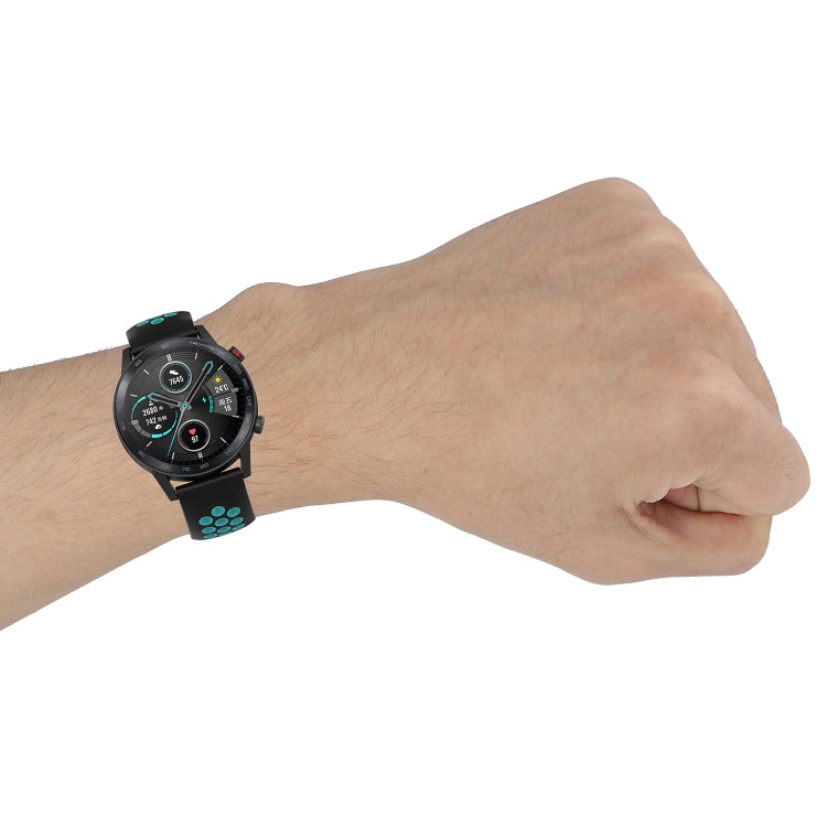 For Honor Watch GS 3i 22mm Sports Two-tone Silicone Watch Band(Pink Teal) - Smart Wear by PMC TechLife | Online Shopping South Africa | PMC TechLife