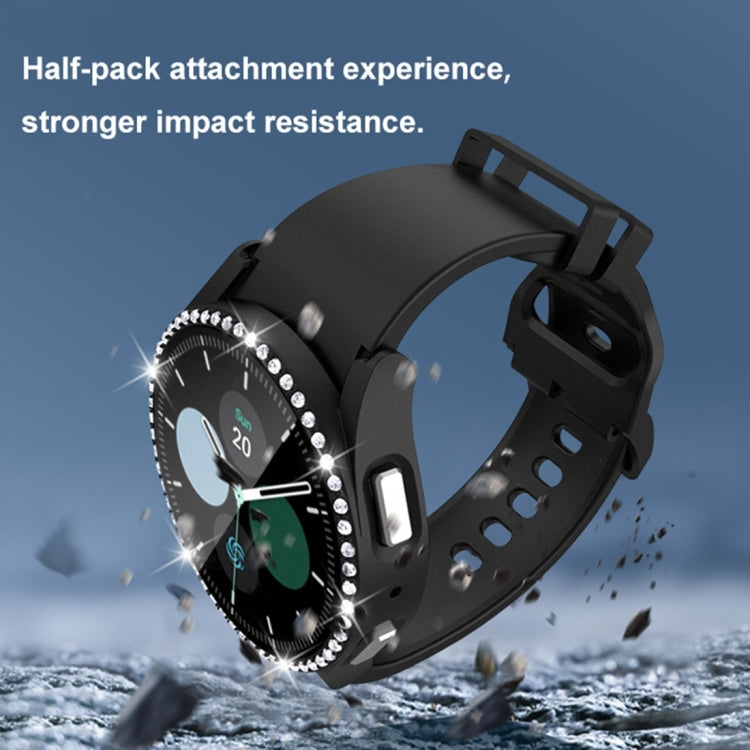 For Samsung Galaxy Watch5 44mm Single Row Diamond PC + Tempered Glass Watch Case(Transparent) -  by PMC TechLife | Online Shopping South Africa | PMC TechLife