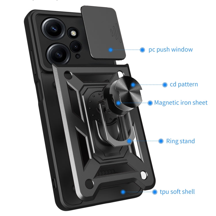 For Xiaomi Redmi Note 12 4G Global Sliding Camera Cover Design Phone Case(Black) - free shipping - PMC TechLife - Order now!