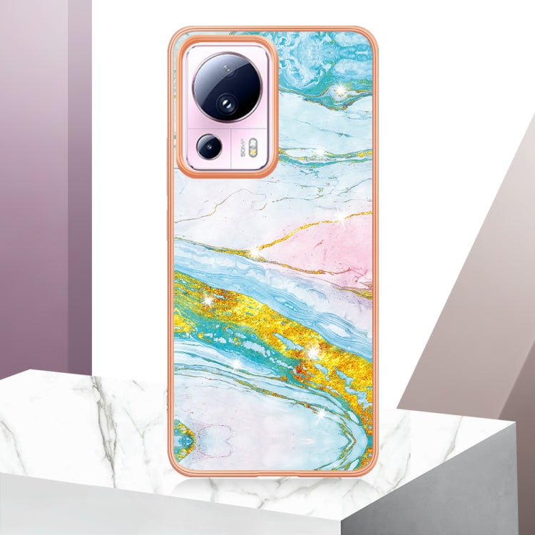 For Xiaomi 13 Lite 5G Electroplating Marble Dual-side IMD Phone Case(Green 004) - free shipping - PMC TechLife - Order now!