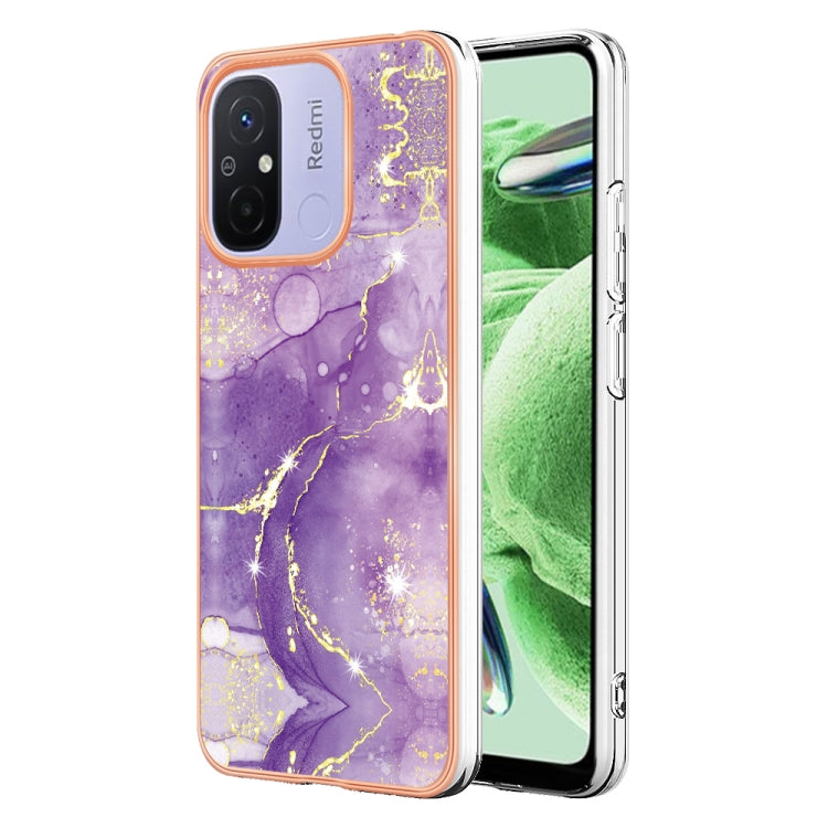 For Xiaomi Redmi 12C/11A 4G Global Electroplating Marble Dual-side IMD Phone Case(Purple 002) - free shipping - PMC TechLife - Order now!