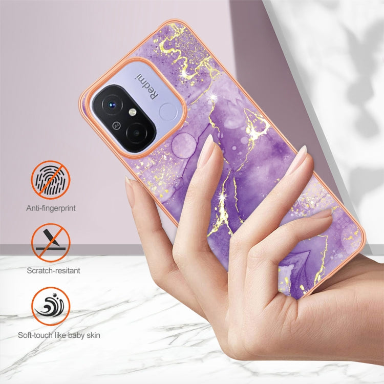 For Xiaomi Redmi 12C/11A 4G Global Electroplating Marble Dual-side IMD Phone Case(Purple 002) - free shipping - PMC TechLife - Order now!
