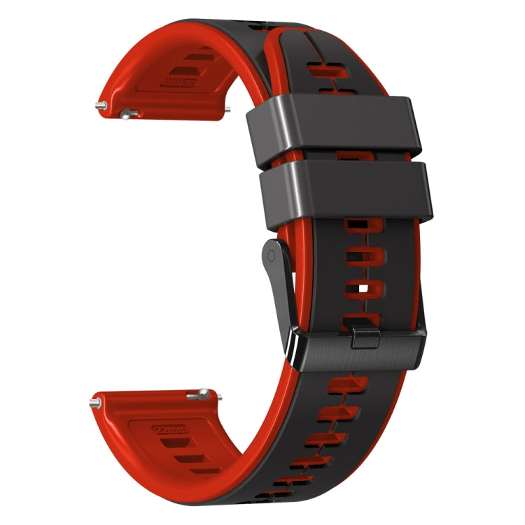 20mm Universal Vertical Line Two-Color Silicone Watch Band(Black+Red) - 20mm Bands by PMC TechLife | Online Shopping South Africa | PMC TechLife | Buy Now Pay Later Mobicred