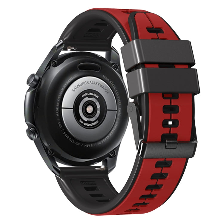 20mm Universal Vertical Line Two-Color Silicone Watch Band(Red+Black) - 20mm Bands by PMC TechLife | Online Shopping South Africa | PMC TechLife | Buy Now Pay Later Mobicred