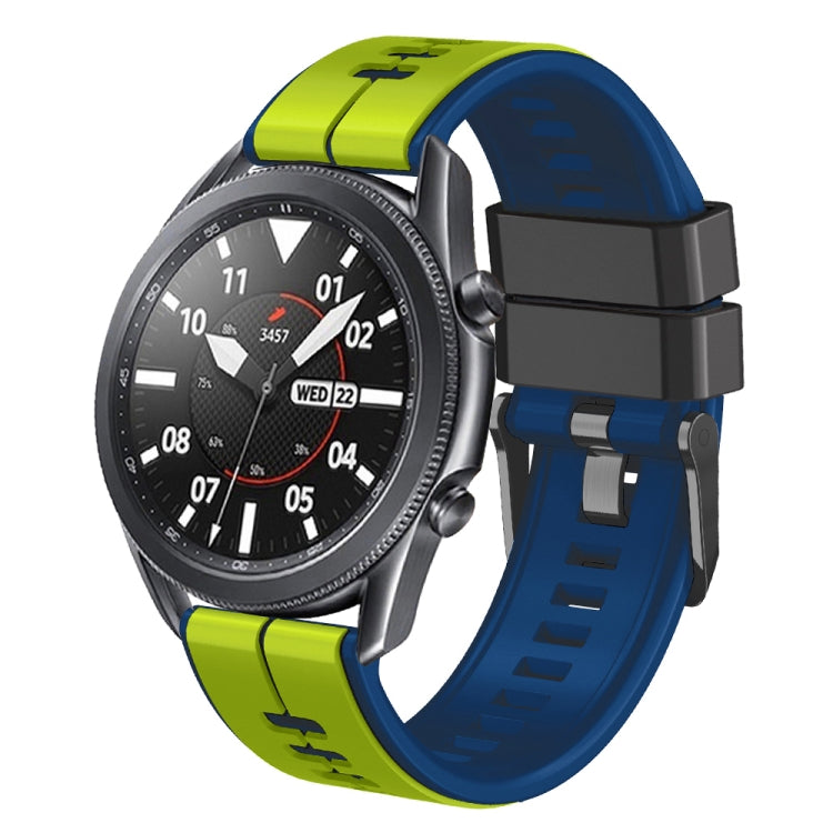 20mm Universal Vertical Line Two-Color Silicone Watch Band(Lime+Blue) - Smart Wear by PMC TechLife | Online Shopping South Africa | PMC TechLife