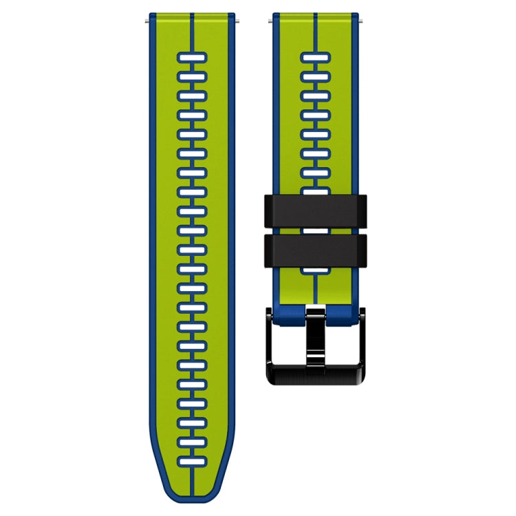 20mm Universal Vertical Line Two-Color Silicone Watch Band(Lime+Blue) - Smart Wear by PMC TechLife | Online Shopping South Africa | PMC TechLife