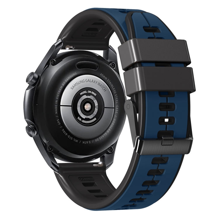20mm Universal Vertical Line Two-Color Silicone Watch Band(Dark Blue+Black) - Smart Wear by PMC TechLife | Online Shopping South Africa | PMC TechLife