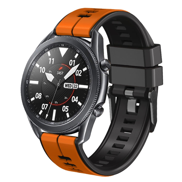 22mm Universal Vertical Line Two-Color Silicone Watch Band(Orange+Black) - Smart Wear by PMC TechLife | Online Shopping South Africa | PMC TechLife