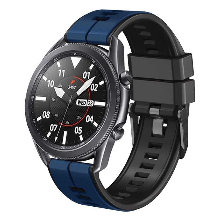 22mm Universal Vertical Line Two-Color Silicone Watch Band(Dark Blue+Black) - Smart Wear by PMC TechLife | Online Shopping South Africa | PMC TechLife