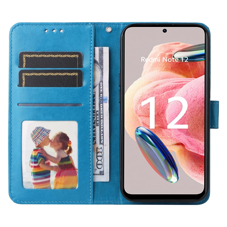 For Xiaomi Redmi Note 12 4G Global Embossed Sunflower Leather Phone Case(Blue) - free shipping - PMC TechLife - Order now!