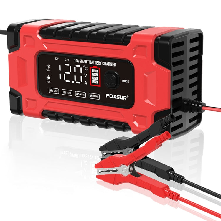 FOXSUR 12V / 24V / 10A Car / Motorcycle Battery Smart Repair Lead-acid Battery Charger, Plug Type:AU Plug - Battery Charger by FOXSUR | Online Shopping South Africa | PMC TechLife | Buy Now Pay Later Mobicred