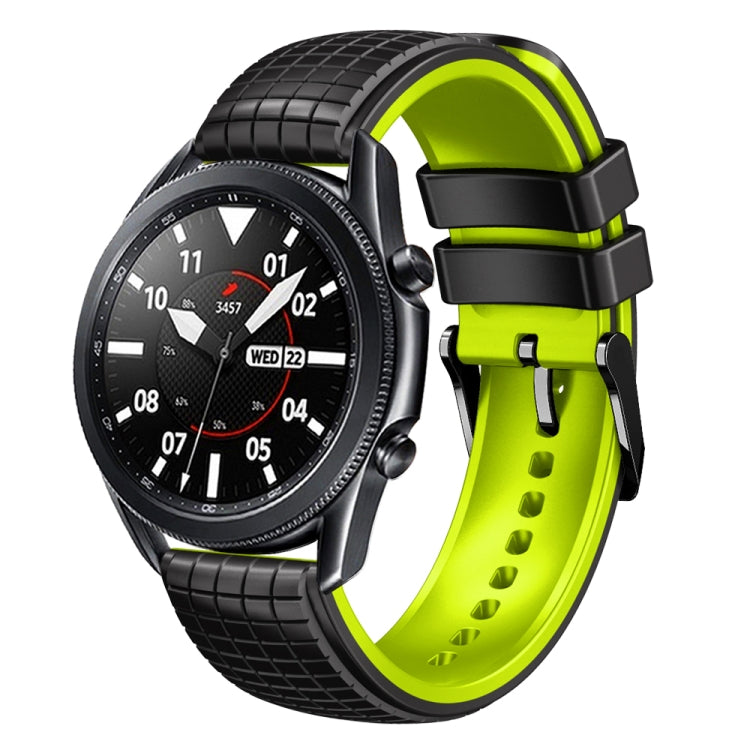 20mm Universal Mesh Two-Tone Silicone Watch Band(Black Lime) - Smart Wear by PMC TechLife | Online Shopping South Africa | PMC TechLife