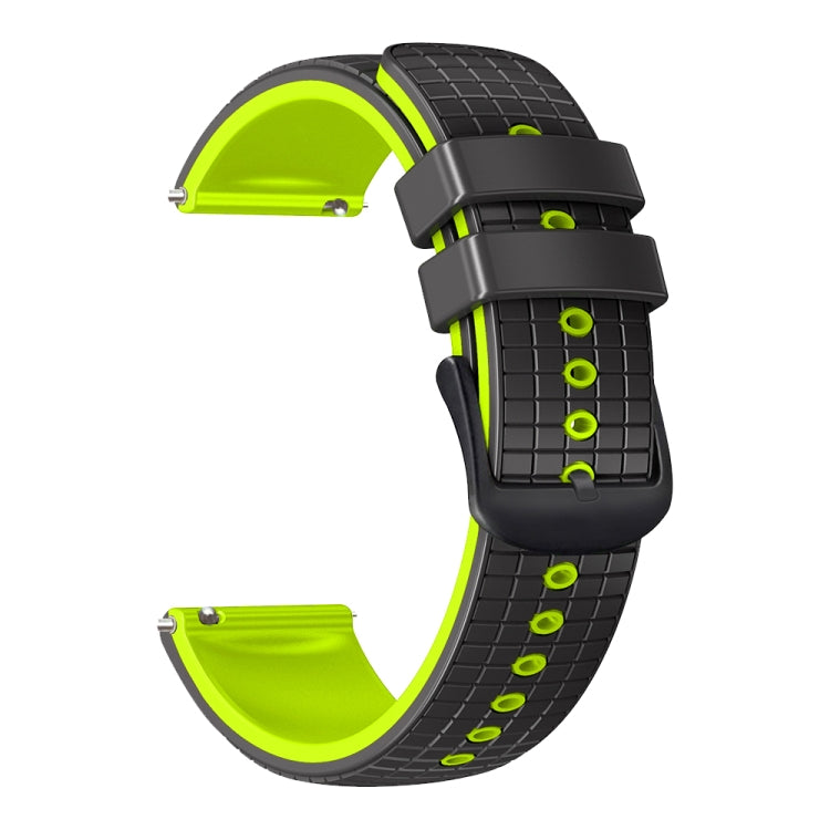 20mm Universal Mesh Two-Tone Silicone Watch Band(Black Lime) - Smart Wear by PMC TechLife | Online Shopping South Africa | PMC TechLife