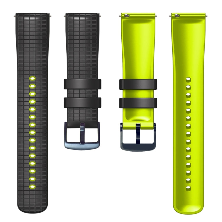 20mm Universal Mesh Two-Tone Silicone Watch Band(Black Lime) - Smart Wear by PMC TechLife | Online Shopping South Africa | PMC TechLife