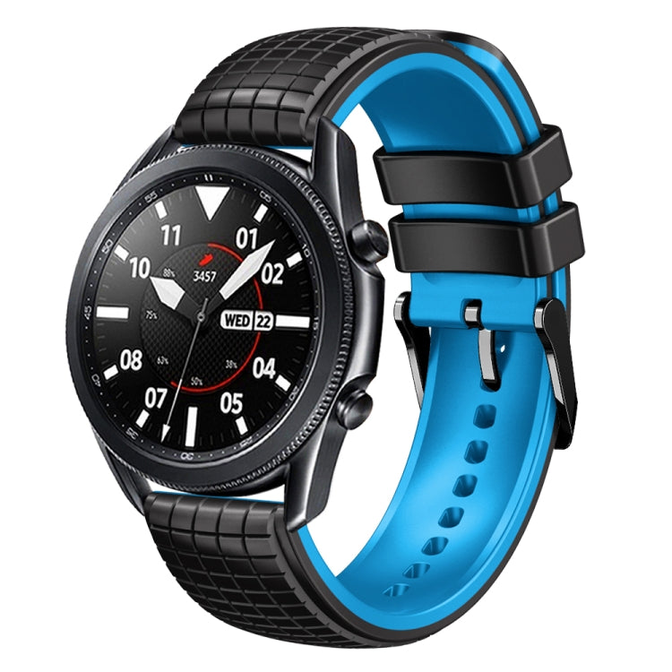 20mm Universal Mesh Two-Tone Silicone Watch Band(Black Sky Blue) - Smart Wear by PMC TechLife | Online Shopping South Africa | PMC TechLife
