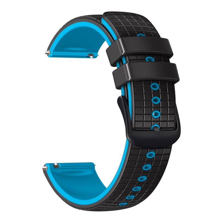 20mm Universal Mesh Two-Tone Silicone Watch Band(Black Sky Blue) - Smart Wear by PMC TechLife | Online Shopping South Africa | PMC TechLife