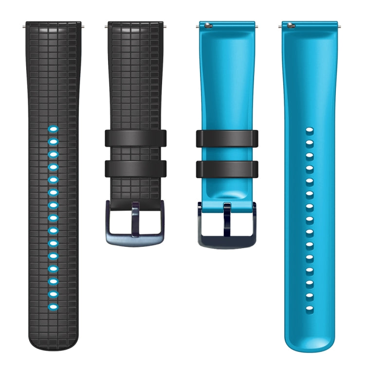 20mm Universal Mesh Two-Tone Silicone Watch Band(Black Sky Blue) - Smart Wear by PMC TechLife | Online Shopping South Africa | PMC TechLife