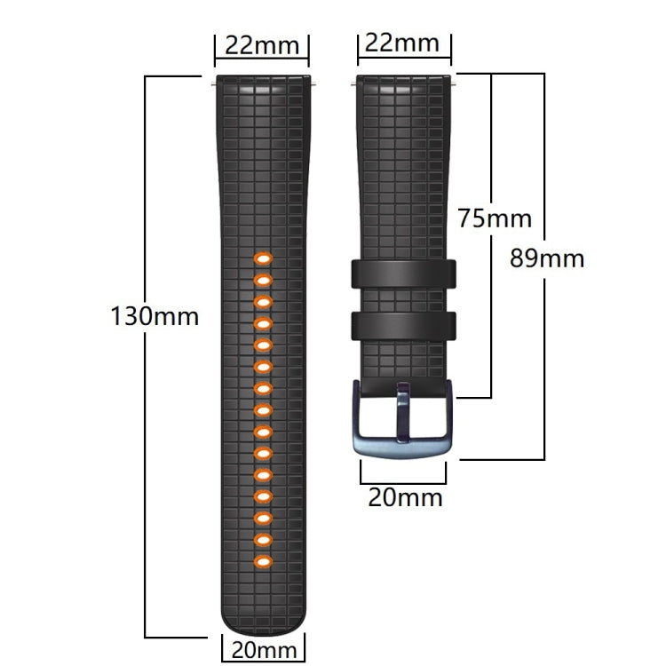 20mm Universal Mesh Two-Tone Silicone Watch Band(Black Gray) - Smart Wear by PMC TechLife | Online Shopping South Africa | PMC TechLife