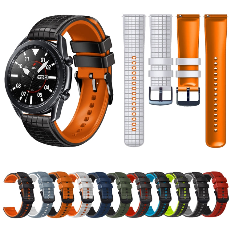 20mm Universal Mesh Two-Tone Silicone Watch Band(White Orange) - Smart Wear by PMC TechLife | Online Shopping South Africa | PMC TechLife