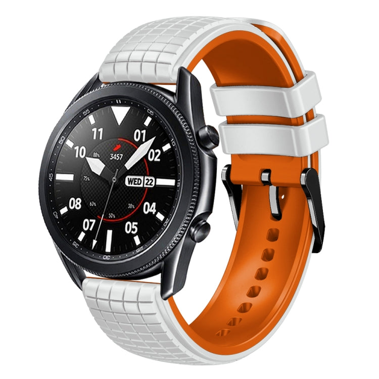 22mm Universal Mesh Two-Tone Silicone Watch Band(White Orange) - Smart Wear by PMC TechLife | Online Shopping South Africa | PMC TechLife