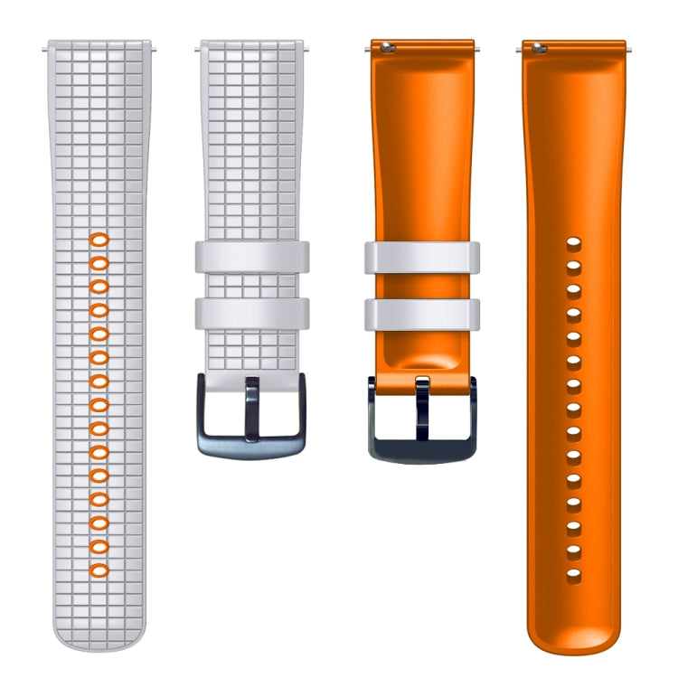22mm Universal Mesh Two-Tone Silicone Watch Band(White Orange) - Smart Wear by PMC TechLife | Online Shopping South Africa | PMC TechLife