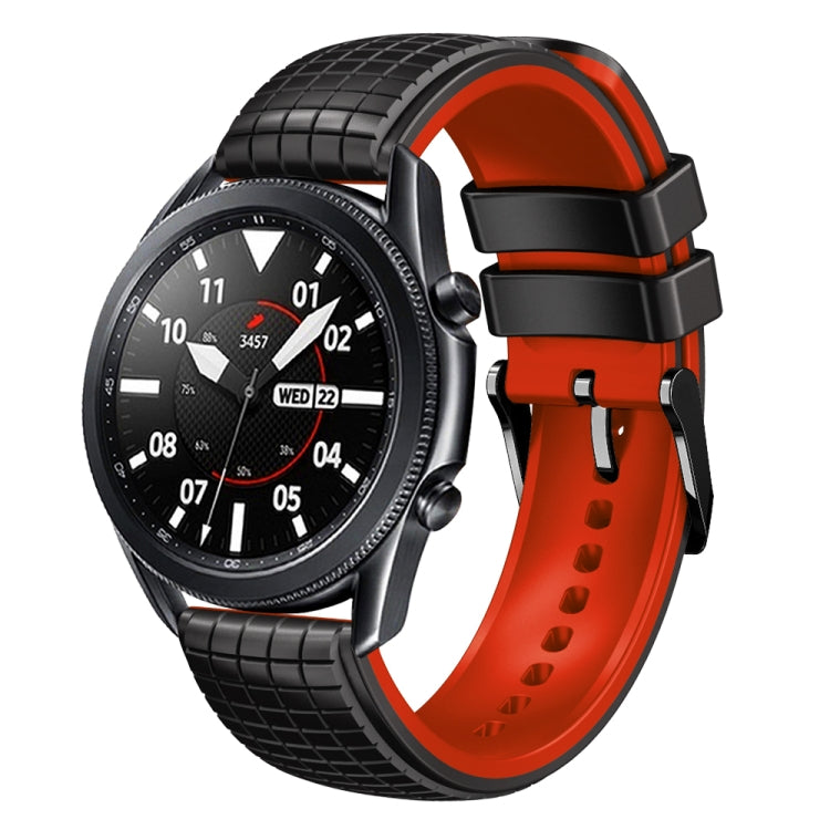 22mm Universal Mesh Two-Tone Silicone Watch Band(Black Red) - Smart Wear by PMC TechLife | Online Shopping South Africa | PMC TechLife