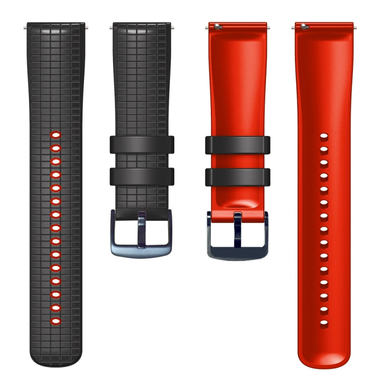 22mm Universal Mesh Two-Tone Silicone Watch Band(Black Red) - Smart Wear by PMC TechLife | Online Shopping South Africa | PMC TechLife