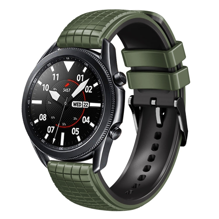 22mm Universal Mesh Two-Tone Silicone Watch Band(Army Green Black) - Smart Wear by PMC TechLife | Online Shopping South Africa | PMC TechLife